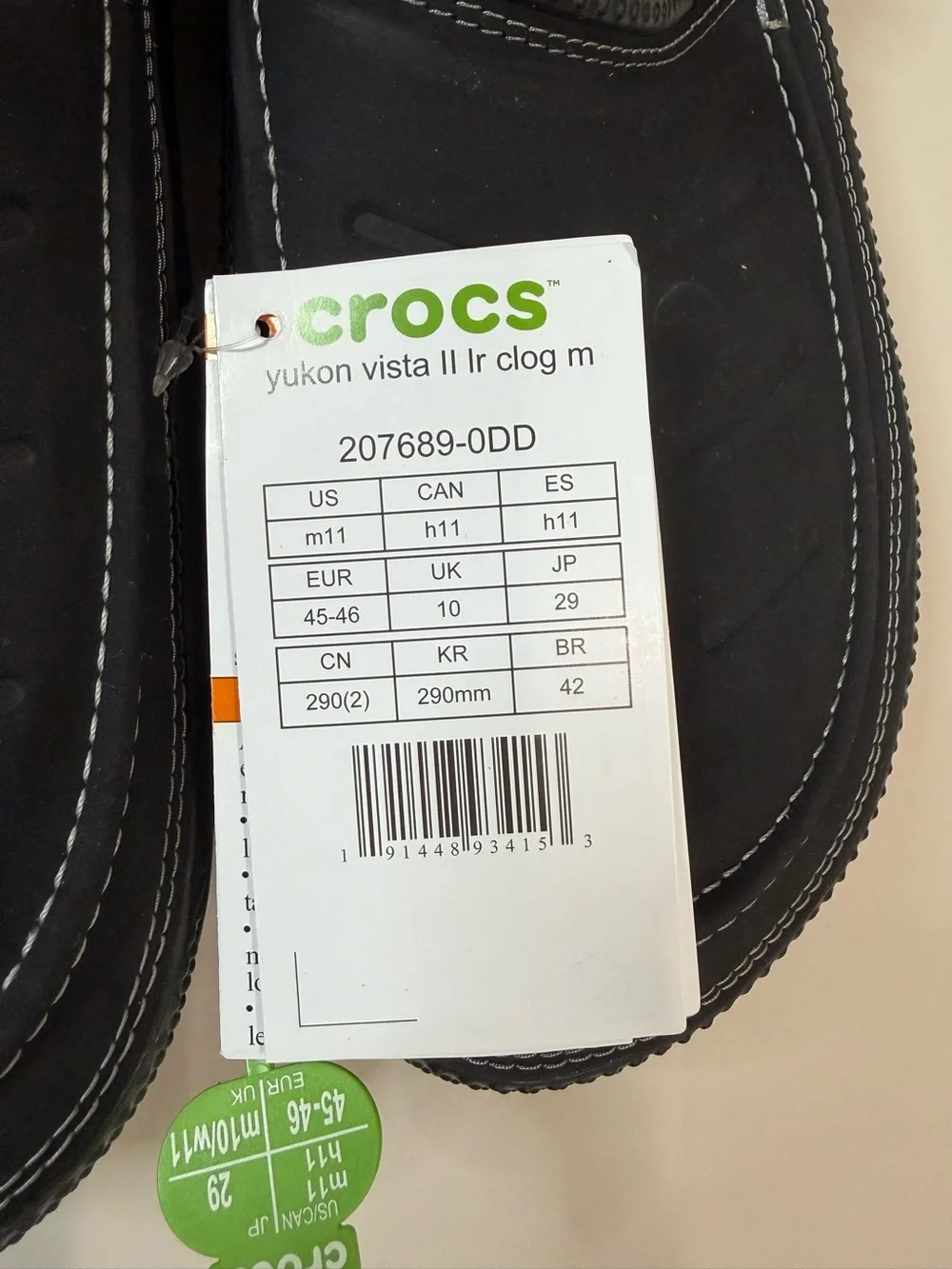 CROCS Yukon Vista II Clog - Black with White Stitching